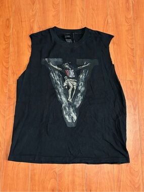 Vlone Live Alone Die Alone Crucifix Tank Top Custom Cutoff - Men’s XL